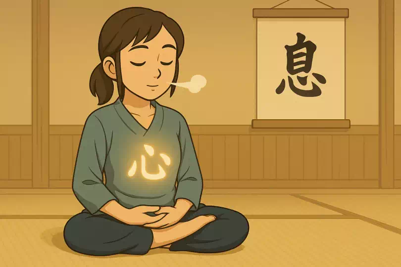 息 kanji meaning and mnemonic illustration