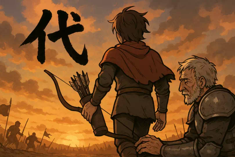 代 kanji meaning and mnemonic illustration