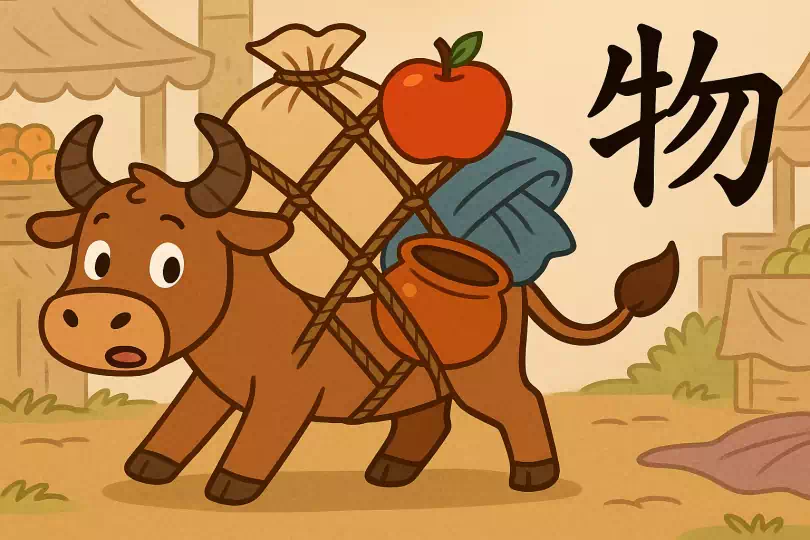 物 kanji meaning and mnemonic illustration