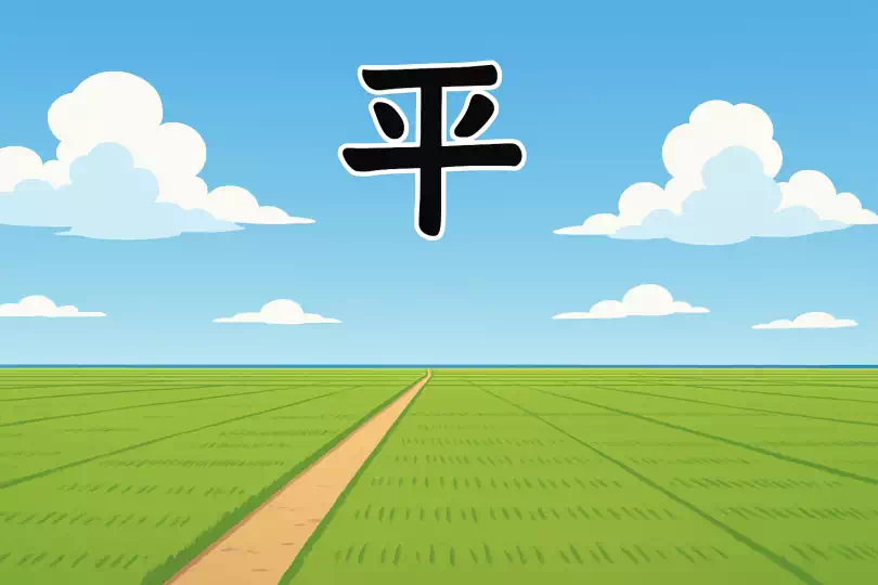 平 nghĩa kanji và hình minh họa ghi nhớ