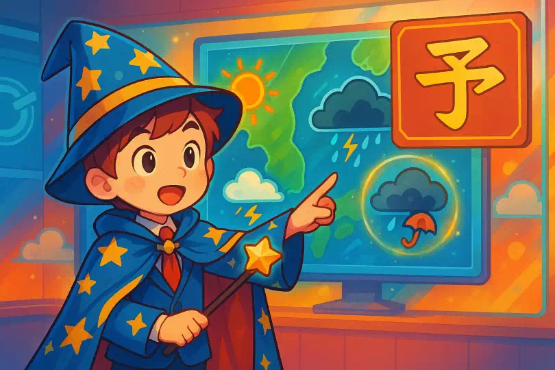 予 kanji meaning and mnemonic illustration
