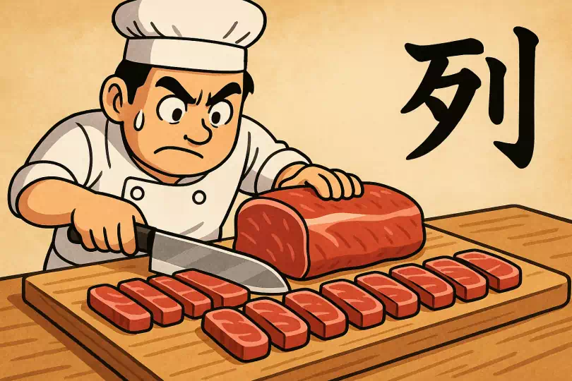 列 kanji meaning and mnemonic illustration